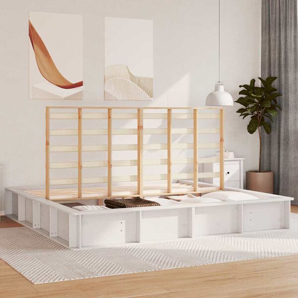 vidaXL Ramsv&iacute;k Hv&iacute;tt 180 x 200 cm Solid furuhikk