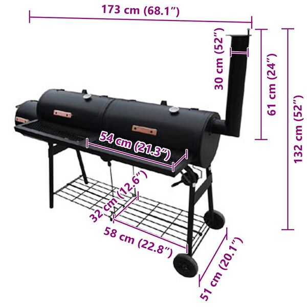 vidaXL Reykofn BBQ Nevada XL Svartur