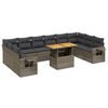 vidaXL 11 Hluta Gar&eth;s&oacute;fasett me&eth; Sessum Gr&aacute;r P&oacute;l&yacute;rattan