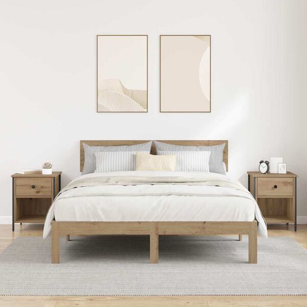 vidaXL Noat&ouml;flu sk&aacute;pur me&eth; sk&uacute;ffu 2 pcs Artisan Eik 40 x 42 x 50 cm