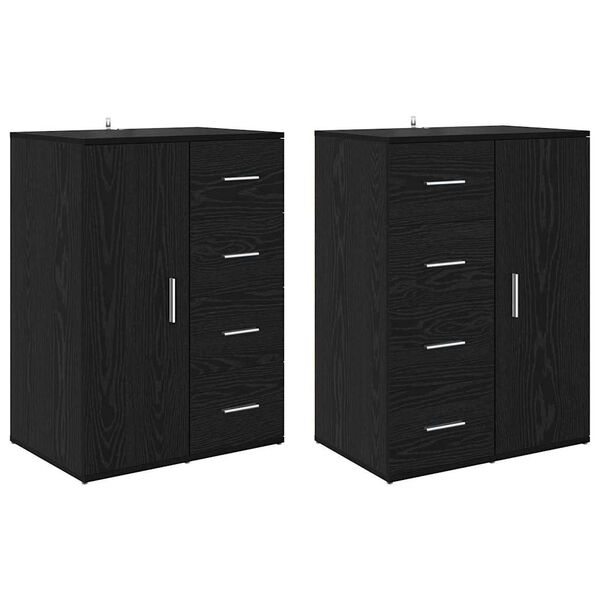 vidaXL Hli&eth;arbor&eth; me&eth; sk&uacute;ffu Corona 2 pcs Svartur Eik 59 x 39 x 80 cm