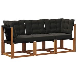 vidaXL &Uacute;tistrokkur mi&eth;- og hornsofa me&eth; p&uacute;&eth;i 3 Stykki N&aacute;tt&uacute;rulegur