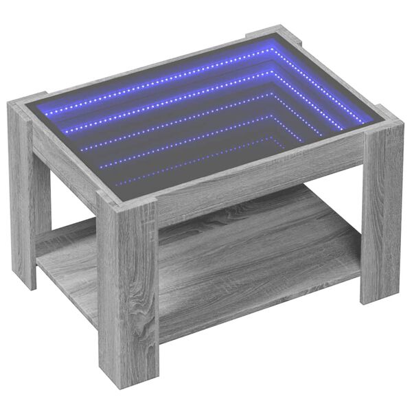 vidaXL S&oacute;fabor&eth; me&eth; LED Gr&aacute;tt Sonoma 73x53x45 cm Samsettur Vi&eth;ur