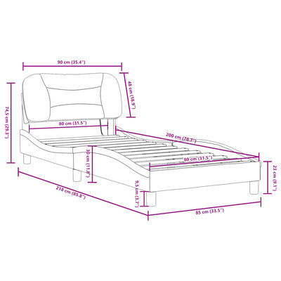 vidaXL Rúmgrind með LED án Dýnu Grá 80x200 cm