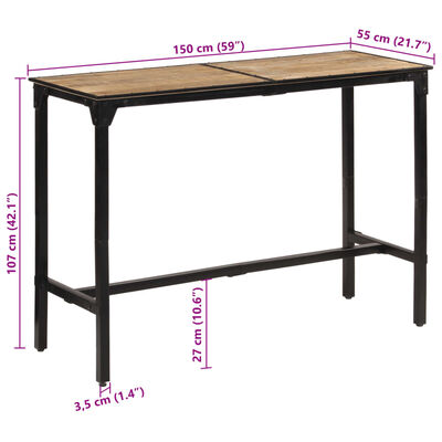 vidaXL Barborð 150x55x107 cm Gegnheill Grófur Mangóviður