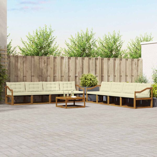 vidaXL &Uacute;ti s&oacute;fasett me&eth; p&uacute;&eth;i 9 pcs N&aacute;tt&uacute;rulegt og Krem