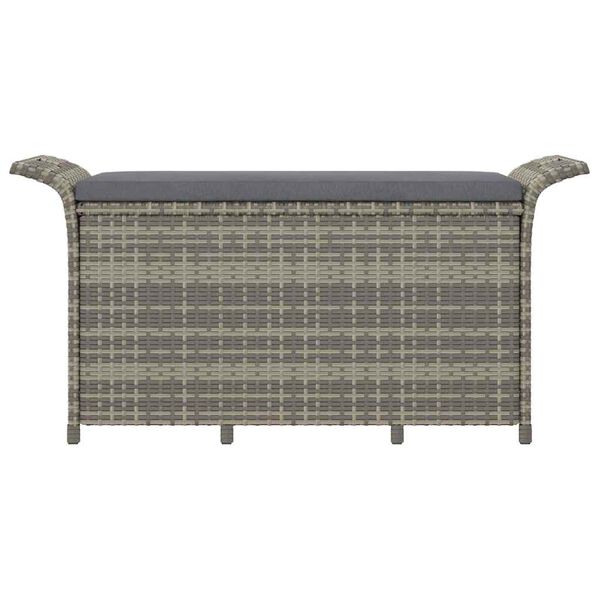 vidaXL Garðbekkur með Púða Grár 116x46x57 cm Pólýrattan