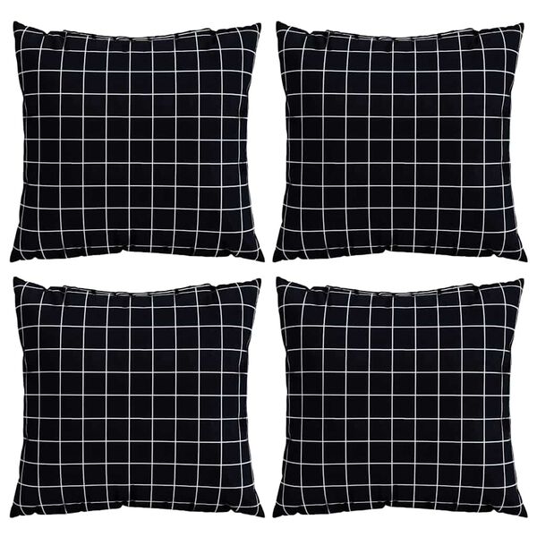 vidaXL Dreifip&uacute;&eth;ar 4 pcs Svartar r&uacute;tur 40 x 40 cm P&oacute;l&yacute;ester Efni