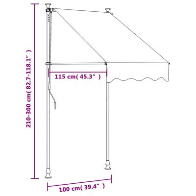 vidaXL Útdraganleg Markísa 100x150 cm Rjómahvítt Efni og Stál