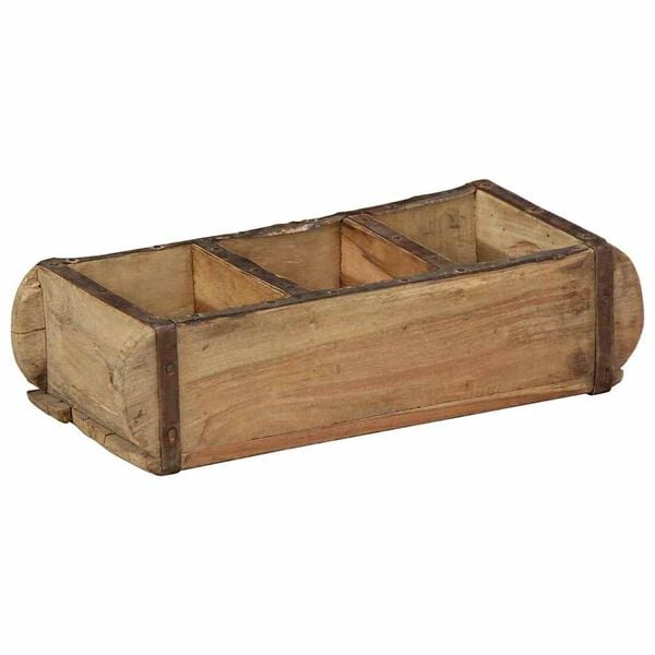 vidaXL Bakki me&eth; geymslu Br&uacute;nn 30 x 14 x 9 cm Solid endurheimt tr&eacute;