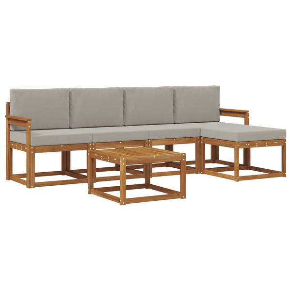 vidaXL &Uacute;ti s&oacute;fasett 6 pcs N&aacute;tt&uacute;rulegt og Lj&oacute;st Gr&aacute;tt Hrein akas&iacute;utr&eacute;