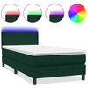 vidaXL H&oacute;lfa&eth; Springr&uacute;m me&eth; D&yacute;nu og LED D&ouml;kkgr&aelig;nt 80x220 cm Flauel