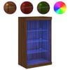 vidaXL Skenkur me&eth; LED Lj&oacute;sum Br&uacute;n Eik 60,5x37x100 cm