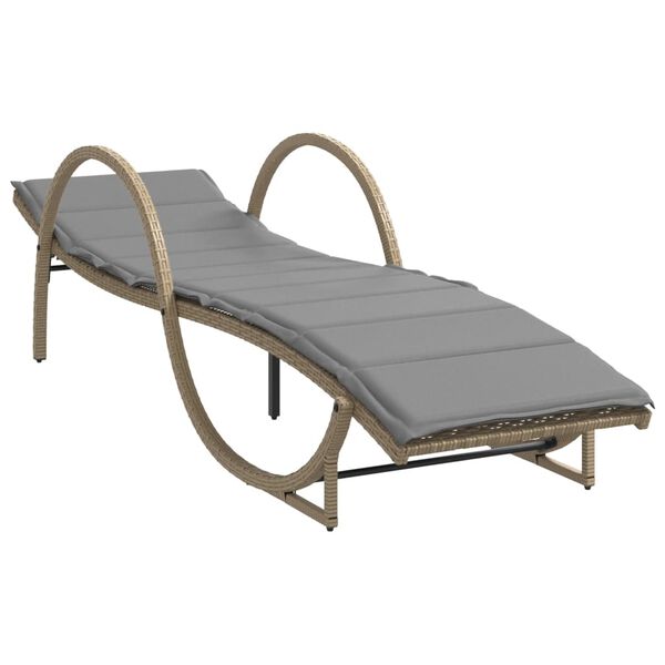 vidaXL Sólbekkur með Sessu Drapplituð 60x199x42 cm Pólýrattan