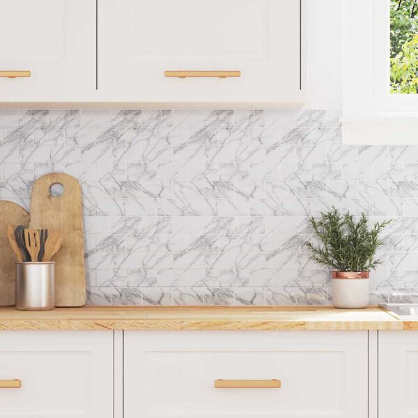 vidaXL Subway fl&iacute;s 10 pcs Hv&iacute;tt marmara 30,5 x 30,5 cm