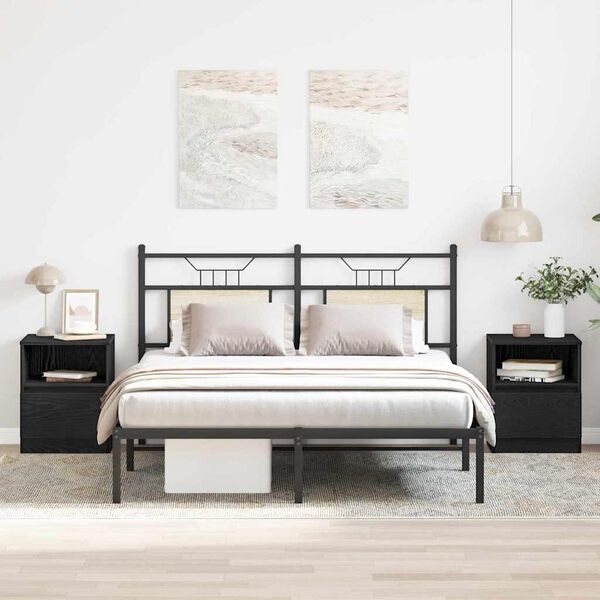 vidaXL Noat&ouml;flu sk&aacute;pur me&eth; sk&uacute;ffu 2 pcs Svartur Eik 40 x 40 x 50 cm