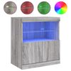 vidaXL Skenkur me&eth; LED Lj&oacute;sum Gr&aacute;tt Sonoma 60x37x67 cm
