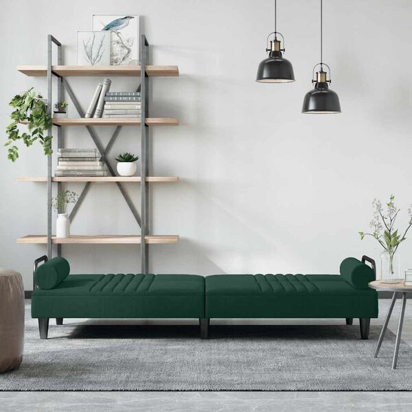vidaXL svefns&oacute;fi me&eth; armhv&iacute;lum Dark Green Velvet
