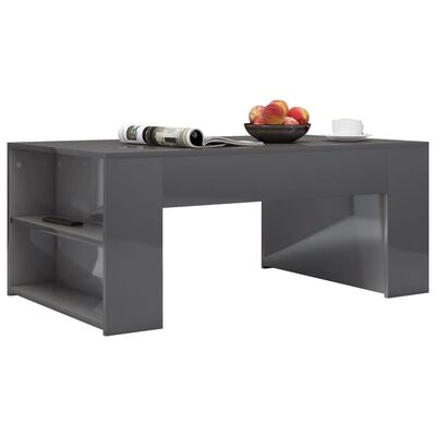 802119 vidaXL Coffee Table High Gloss Grey 100x60x42 cm Chipboard