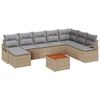 vidaXL Gar&eth;s&oacute;fa sett me&eth; geymslu 9 pcs Beige og lj&oacute;sgr&aacute;r p&oacute;l&yacute;rattan