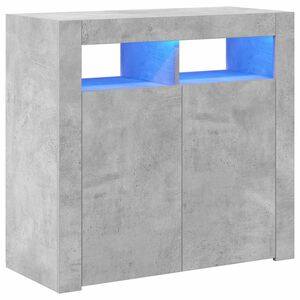 vidaXL Skenkur me&eth; LED-lj&oacute;sum Steypugr&aacute;r 80x35x75 cm