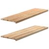vidaXL gluggasyllur 2 stk &Oacute;me&eth;h&ouml;ndlu&eth; 140x40x2 cm gegnheil vi&eth;ar eik