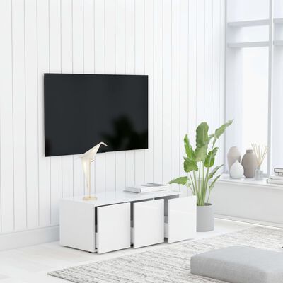 801865 vidaXL TV Cabinet High Gloss White 80x34x30 cm Chipboard