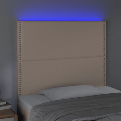 vidaXL LED höfuðgafl 80x5x118/128 cm Cappuccino-brúnt Leðurlíki