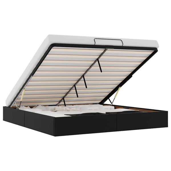 vidaXL Ottoman r&uacute;mgrind &aacute;n d&yacute;nu Svartur 180x200 cm gervi le&eth;ur