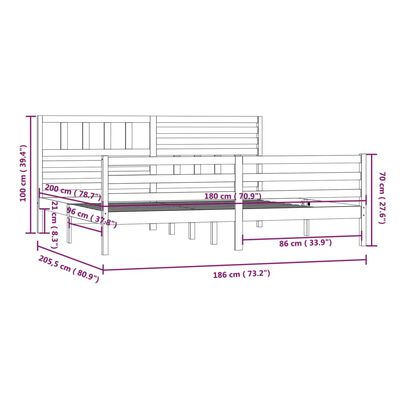 vidaXL Rúmgrind 180x200 cm Super King Gegnheill Viður