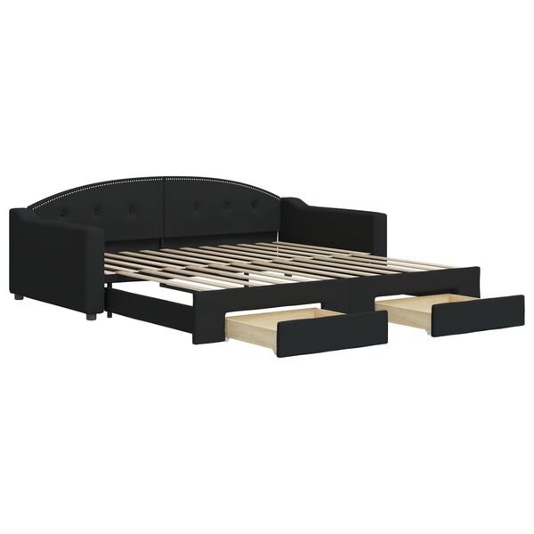 vidaXL Svefns&oacute;fi me&eth; Hj&oacute;lapl&ouml;tu og Sk&uacute;ffum Svartur 100x200 cm Efni