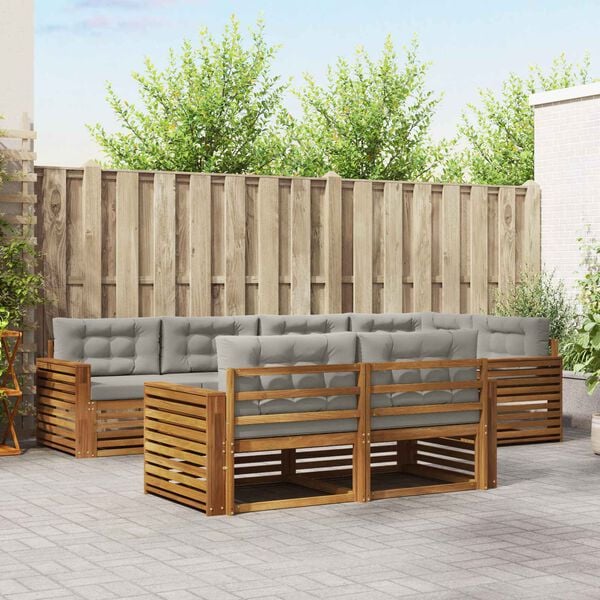 vidaXL &Uacute;ti s&oacute;fasett me&eth; p&uacute;&eth;i 7 pcs N&aacute;tt&uacute;rulegt og Lj&oacute;st Gr&aacute;tt