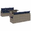 vidaXL Gar&eth;s&oacute;fa sett me&eth; geymslu me&eth; kodda 7 pcs Gr&aacute;r p&oacute;l&yacute;rattan