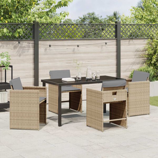 vidaXL Gar&eth;ur bor&eth;sett 5 pcs Drapplita&eth;ur p&oacute;l&yacute;rattan