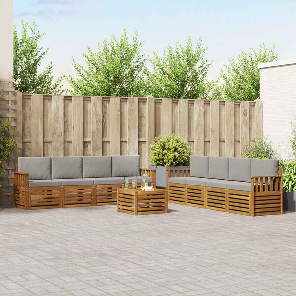 vidaXL S&oacute;fasett 9 pcs N&aacute;tt&uacute;rulegt og Lj&oacute;st Gr&aacute;tt Hrein akas&iacute;utr&eacute;