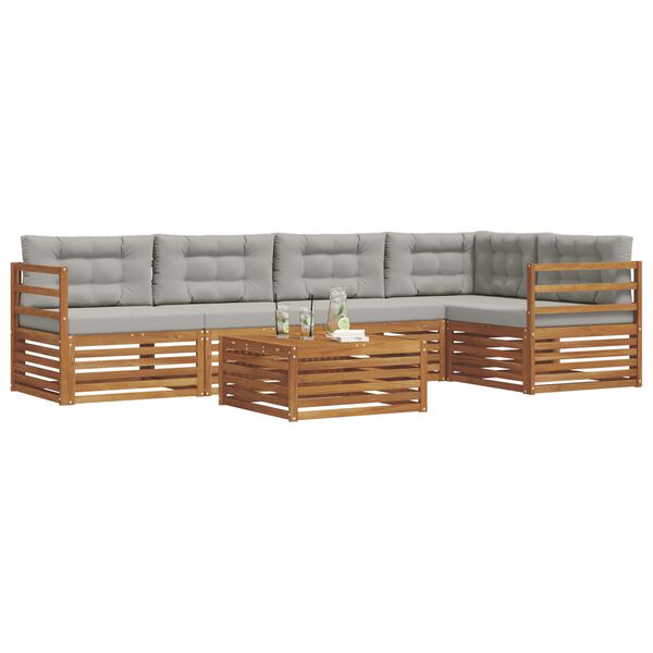 vidaXL &Uacute;ti s&oacute;fasett 6 pcs N&aacute;tt&uacute;rulegt og Lj&oacute;st Gr&aacute;tt Hrein akas&iacute;utr&eacute;