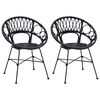 vidaXL Bor&eth;st&oacute;ll 2 pcs Svartur 49 x 51 x 81 cm Rattan og j&aacute;rn