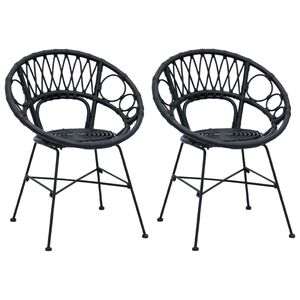 vidaXL Bor&eth;st&oacute;ll 2 pcs Svartur 49 x 51 x 81 cm Rattan og j&aacute;rn