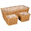 vidaXL Pl&ouml;ntuvagn me&eth; geymslu 3 pcs Br&uacute;nn Kubu rattan