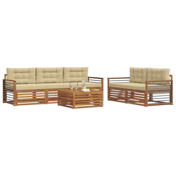 vidaXL &Uacute;ti s&oacute;fasett me&eth; p&uacute;&eth;i 6 pcs N&aacute;tt&uacute;rulegt og B&eacute;ig