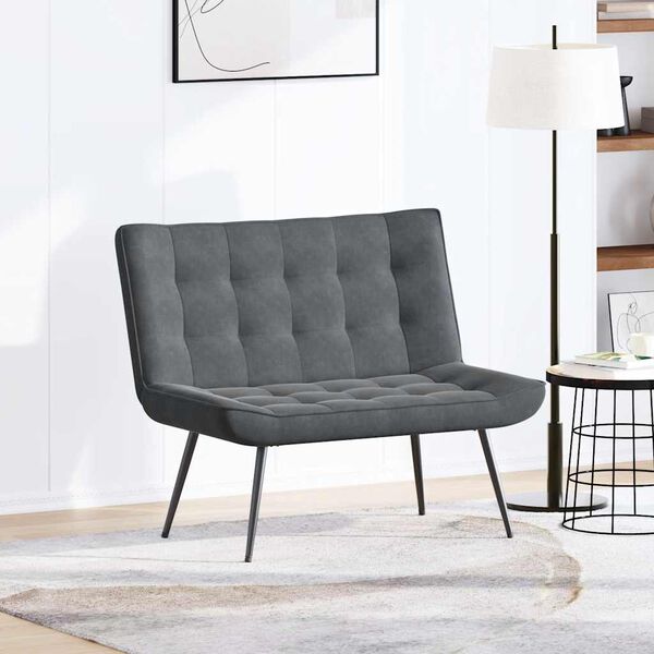 vidaXL Bekkur D&ouml;kkgr&aacute;r 110x74x84 cm Flauel