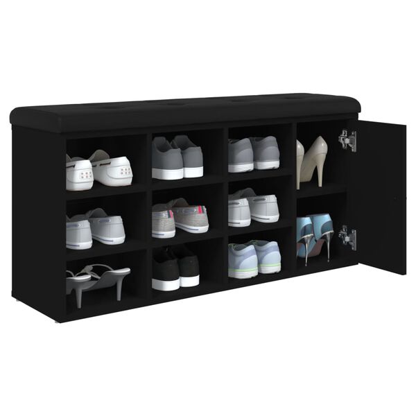 vidaXL Skóbekkur Svartur 102x32x50 cm Samsettur Viður