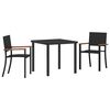 vidaXL Gar&eth;ur bor&eth;sett 3 pcs Svartur Dufth&uacute;&eth;a&eth; st&aacute;l