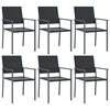 vidaXL Gar&eth;st&oacute;lar 6 stk. Svartur 54x62,5x89 cm P&oacute;l&yacute;rattan