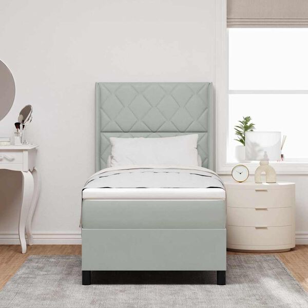 vidaXL Kassi vorinn r&uacute;m me&eth; d&yacute;nu Lj&oacute;sgr&aacute;r 90 x 190 cm Flauel