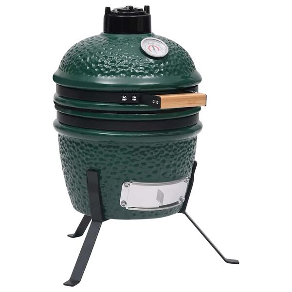 vidaXL 2-í-1 Kamado Kolagrill Reykofn Keramik 56 cm Grænn