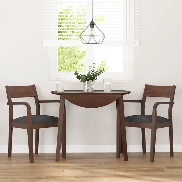 vidaXL borðstofustólar með púðum 2 stk Brúnt gegnheilt viðargúmmí