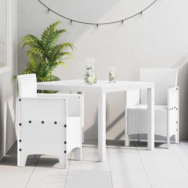 vidaXL Garður borðsett 3 pcs Hvítt Polt rattan