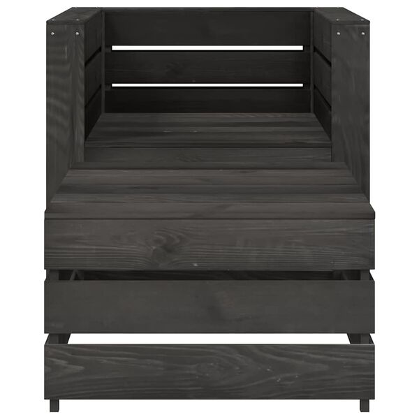 vidaXL 2 Hluta Garðsófasett Grátt Gagnvarin Fura