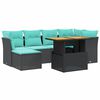 vidaXL 7 stykki gar&eth;s&oacute;fasett me&eth; p&uacute;&eth;um Black Poly Rattan Acacia